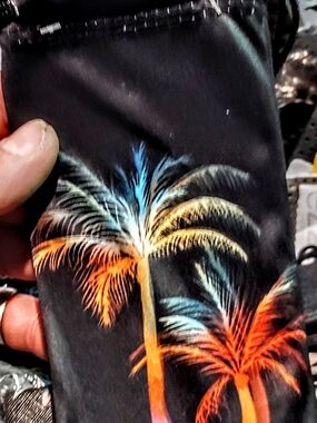 Tropical Palm Print Black Sunglass Pouch